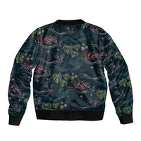 Guatemala Quetzal Bird Pattern Sleeve Zip Bomber Jacket Embroidery Effect