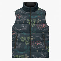Guatemala Quetzal Bird Pattern Sleeveless Puffer Jacket Embroidery Effect