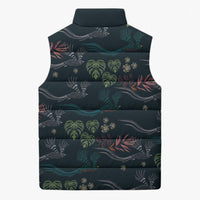 Guatemala Quetzal Bird Pattern Sleeveless Puffer Jacket Embroidery Effect
