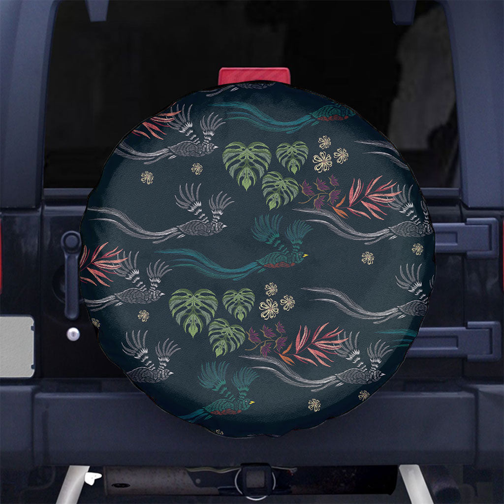 Guatemala Quetzal Bird Pattern Spare Tire Cover Embroidery Effect