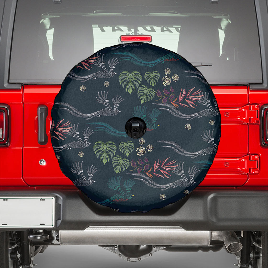 Guatemala Quetzal Bird Pattern Spare Tire Cover Embroidery Effect