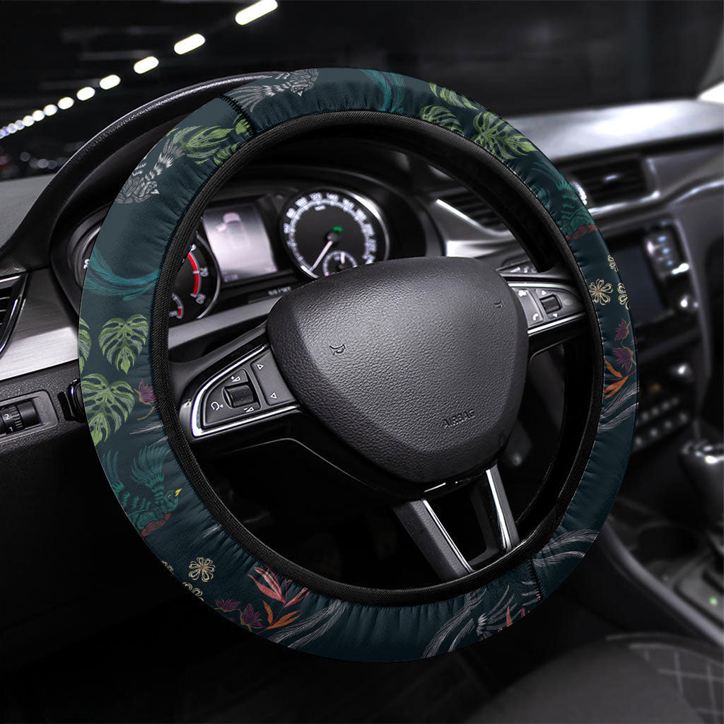 Guatemala Quetzal Bird Pattern Steering Wheel Cover Embroidery Effect