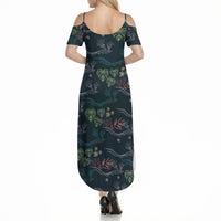 Guatemala Quetzal Bird Pattern Summer Maxi Dress Embroidery Effect