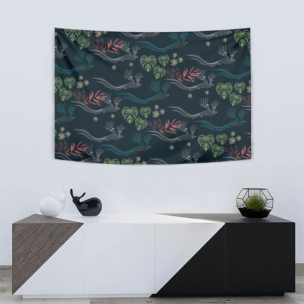 Guatemala Quetzal Bird Pattern Tapestry Embroidery Effect