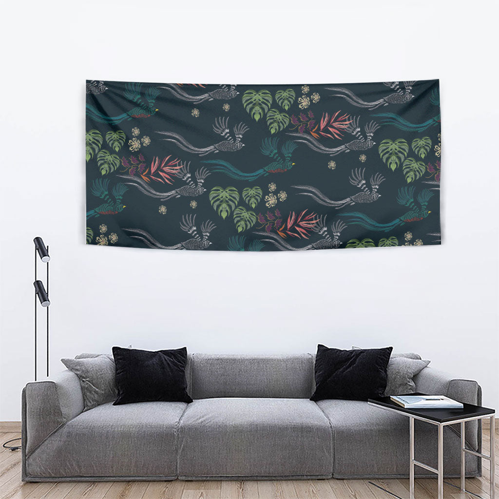 Guatemala Quetzal Bird Pattern Tapestry Embroidery Effect