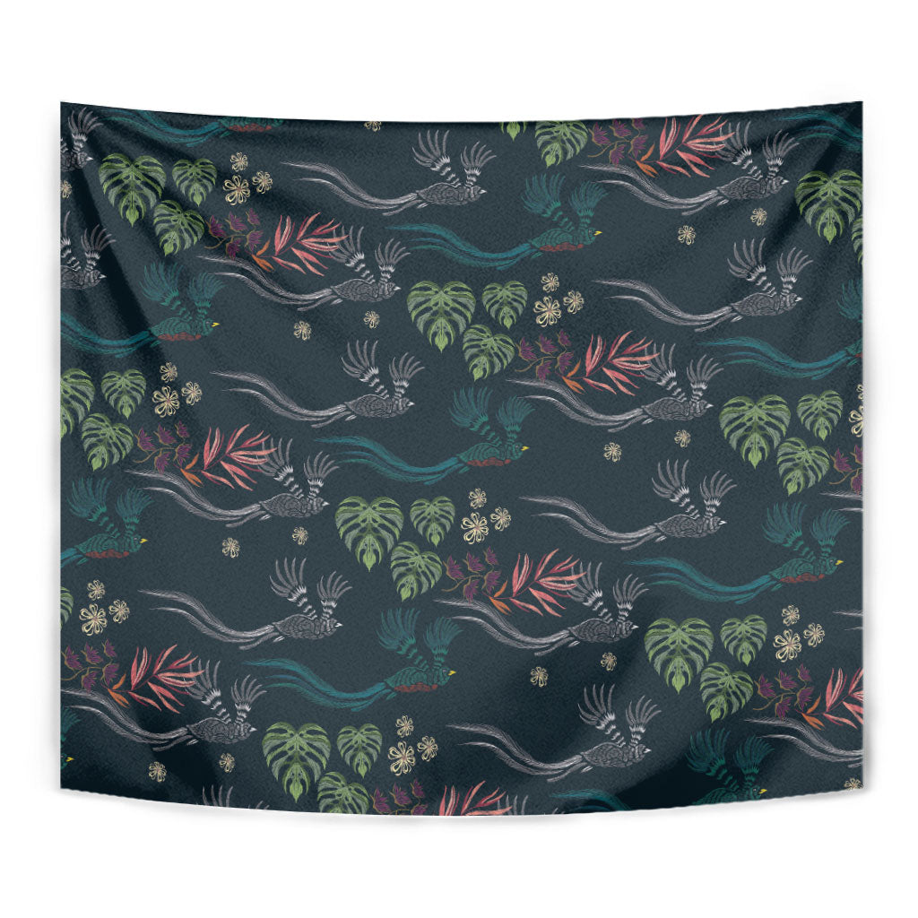 Guatemala Quetzal Bird Pattern Tapestry Embroidery Effect