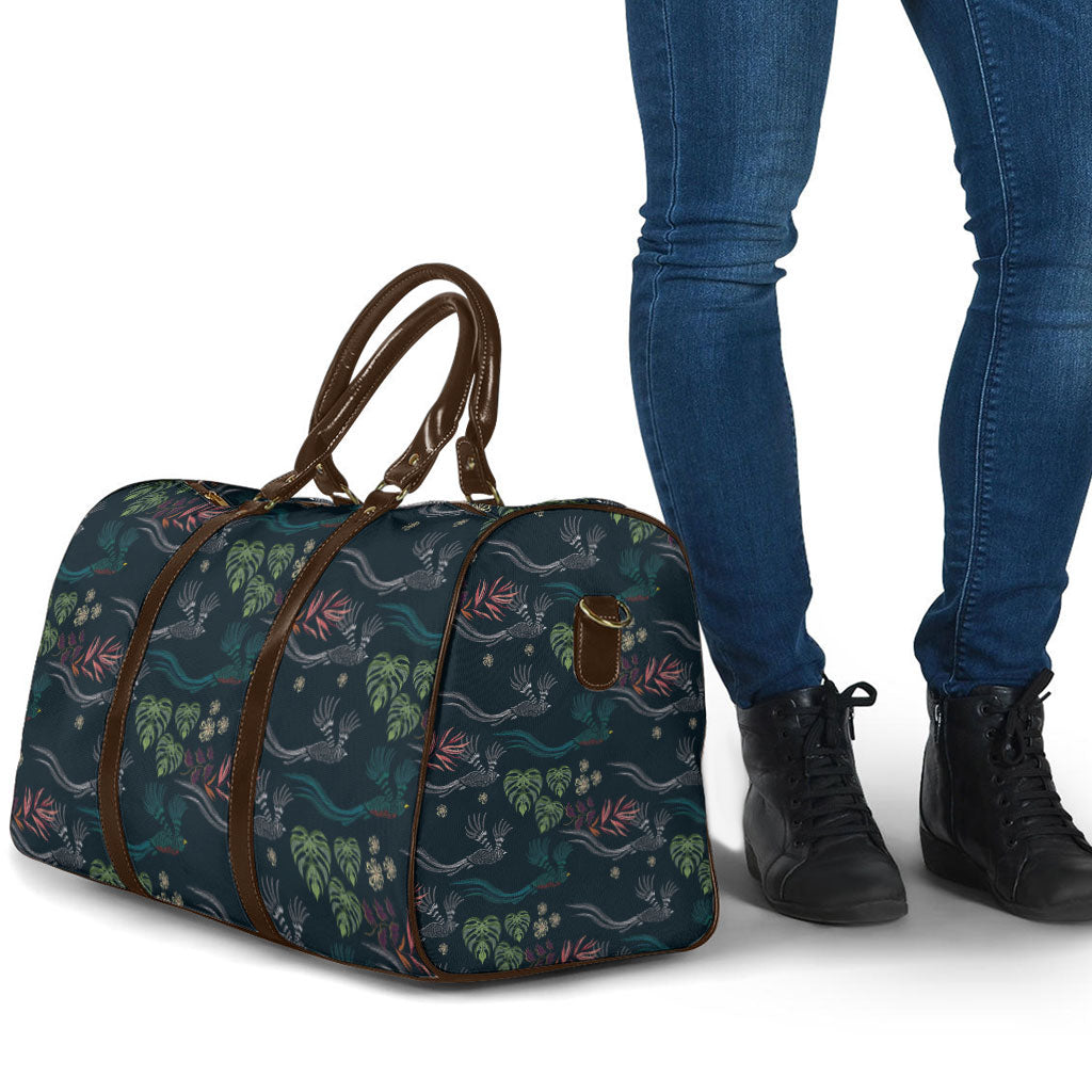 Guatemala Quetzal Bird Pattern Travel Bag Embroidery Effect