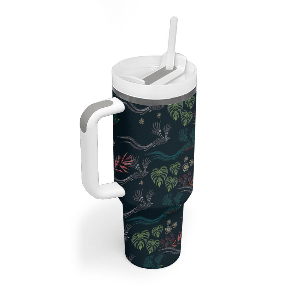 Guatemala Quetzal Bird Pattern Tumbler With Handle Embroidery Effect