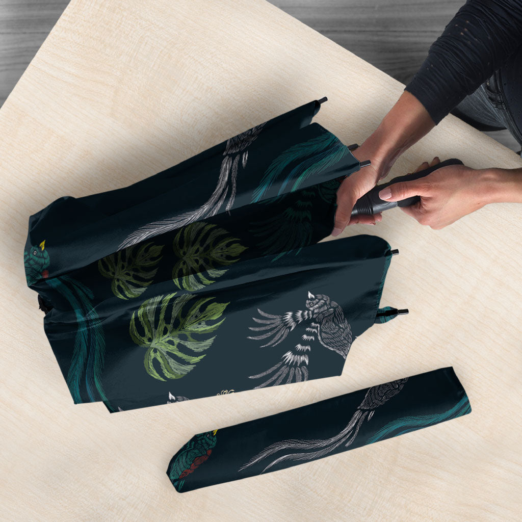Guatemala Quetzal Bird Pattern Umbrella Embroidery Effect