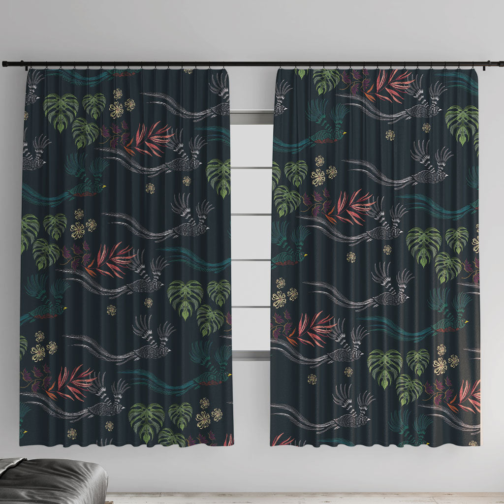 Guatemala Quetzal Bird Pattern Window Curtain Embroidery Effect