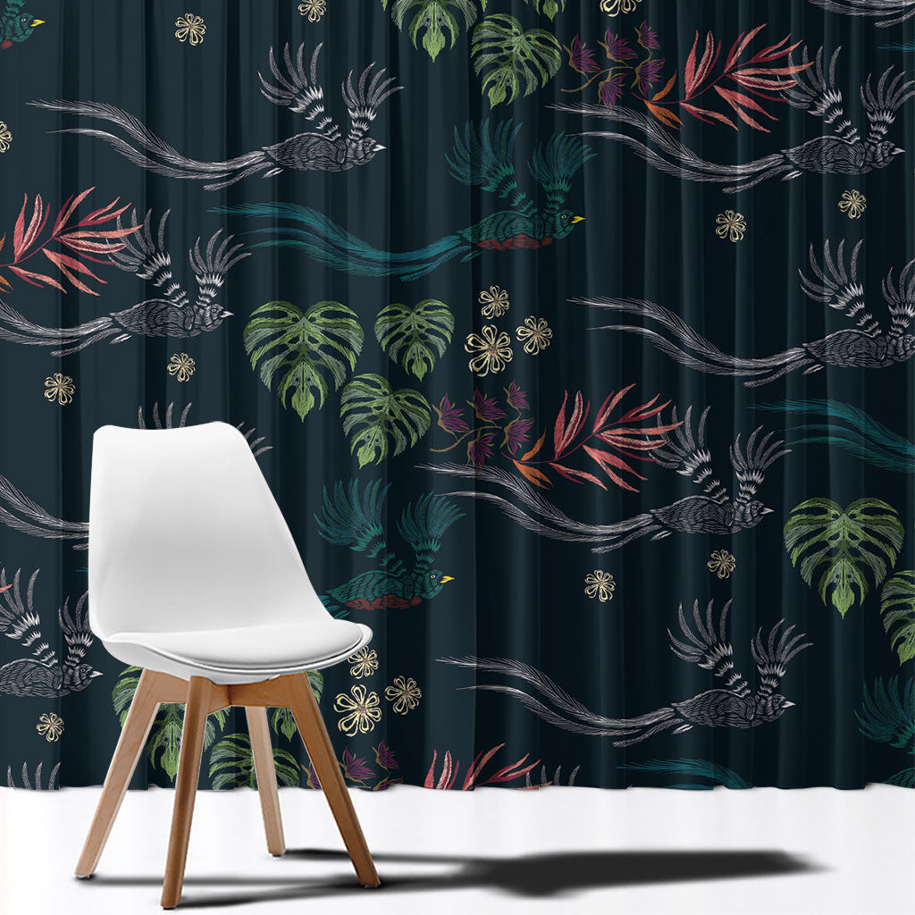 Guatemala Quetzal Bird Pattern Window Curtain Embroidery Effect