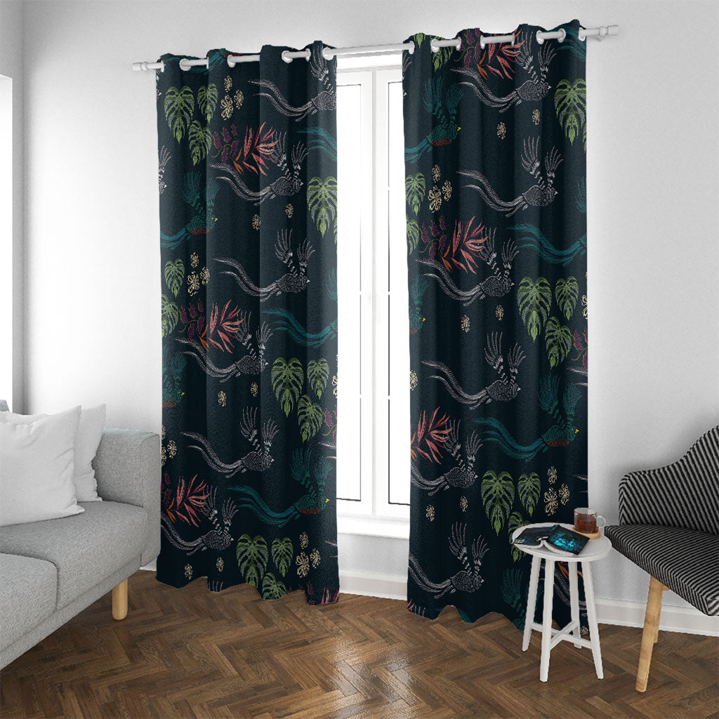 Guatemala Quetzal Bird Pattern Window Curtain Embroidery Effect