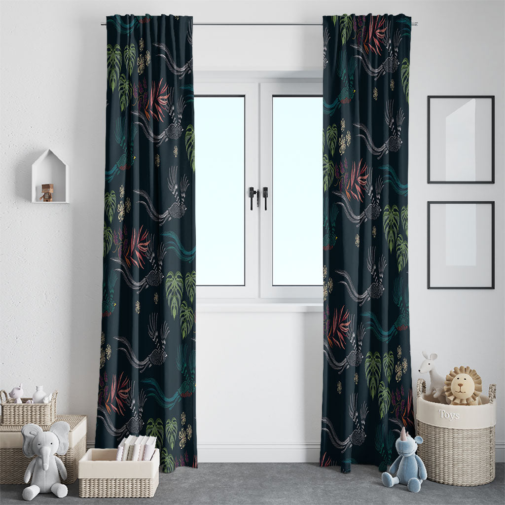 Guatemala Quetzal Bird Pattern Window Curtain Embroidery Effect