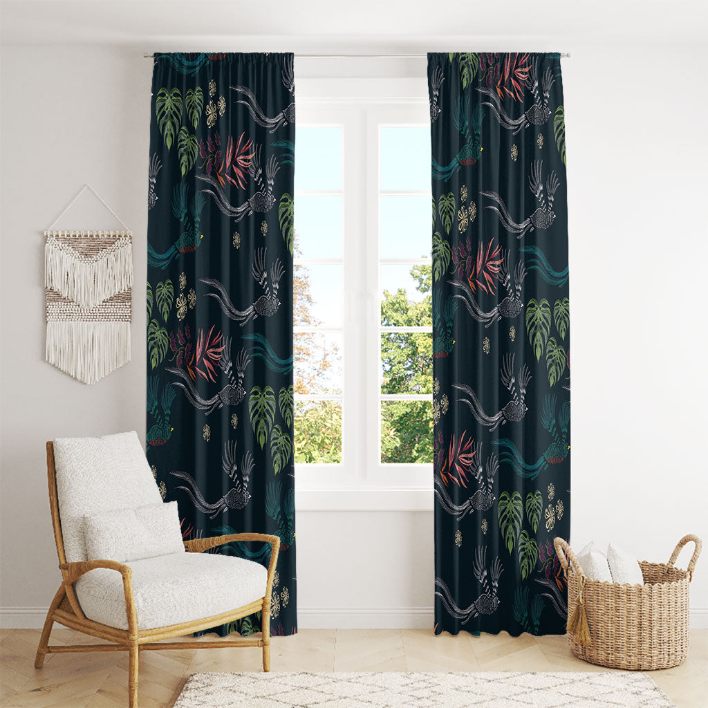 Guatemala Quetzal Bird Pattern Window Curtain Embroidery Effect