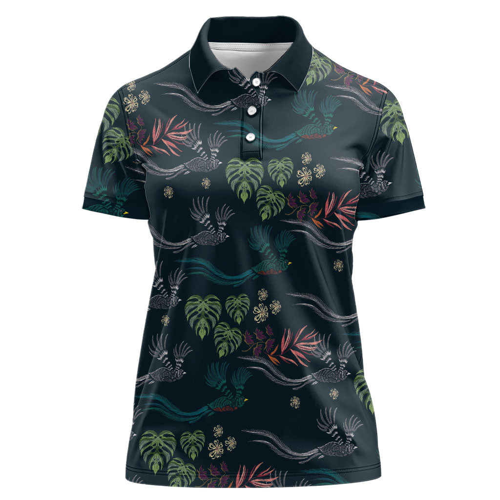 Guatemala Quetzal Bird Pattern Women Polo Shirt Embroidery Effect