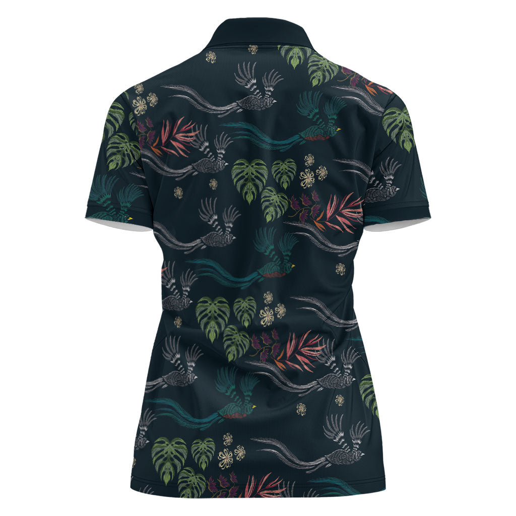 Guatemala Quetzal Bird Pattern Women Polo Shirt Embroidery Effect