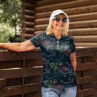 Guatemala Quetzal Bird Pattern Women Polo Shirt Embroidery Effect