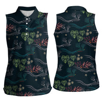 Guatemala Quetzal Bird Pattern Women Sleeveless Polo Shirt Embroidery Effect