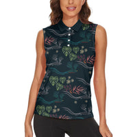 Guatemala Quetzal Bird Pattern Women Sleeveless Polo Shirt Embroidery Effect