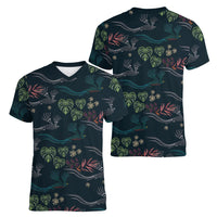 Guatemala Quetzal Bird Pattern Women V-Neck T-Shirt Embroidery Effect