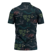 Guatemala Quetzal Bird Pattern Zipper Polo Shirt Embroidery Effect