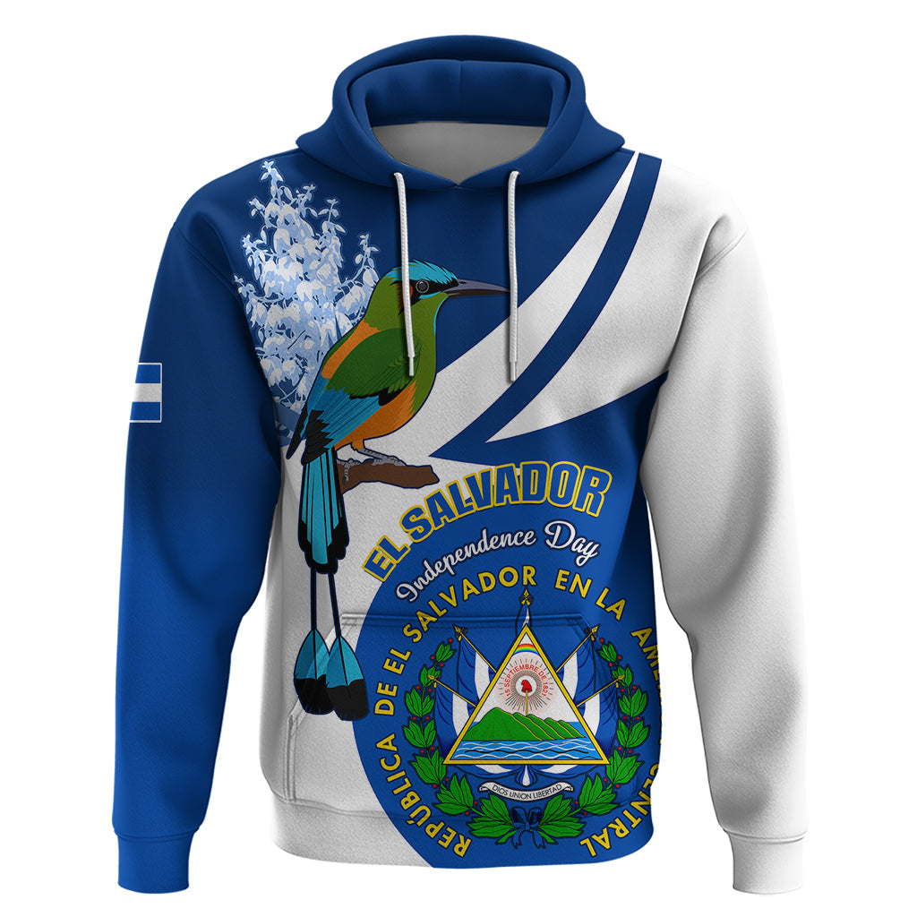 Personalised El Salvador Independence Day Hoodie Motmot With Flor De Izote - Wonder Print Shop