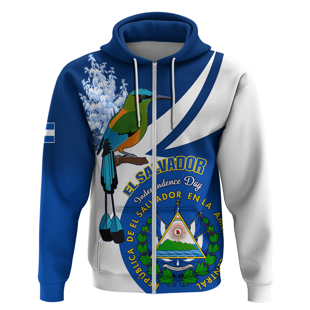 Personalised El Salvador Independence Day Hoodie Motmot With Flor De Izote - Wonder Print Shop