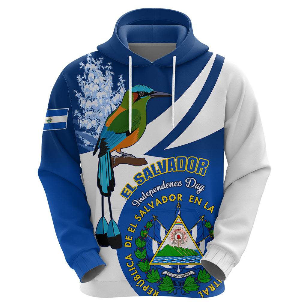 Personalised El Salvador Independence Day Hoodie Motmot With Flor De Izote - Wonder Print Shop