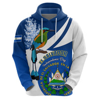 Personalised El Salvador Independence Day Hoodie Motmot With Flor De Izote - Wonder Print Shop