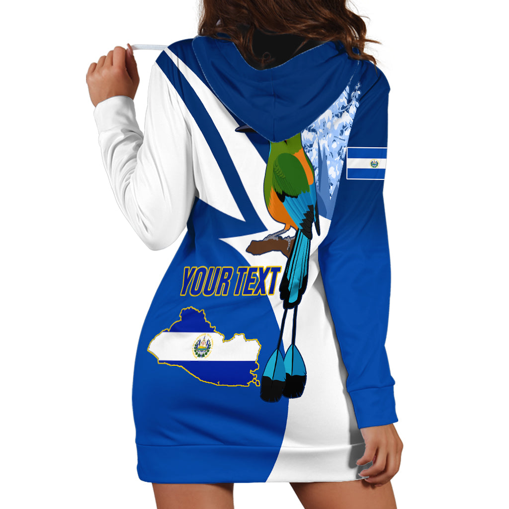 Personalised El Salvador Independence Day Hoodie Dress Motmot With Flor De Izote - Wonder Print Shop