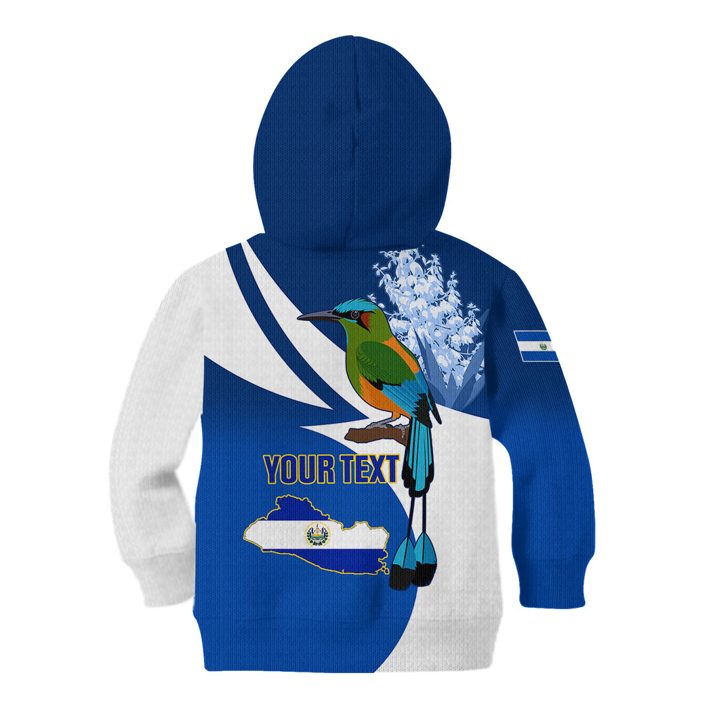 Personalised El Salvador Independence Day Kid Hoodie Motmot With Flor De Izote - Wonder Print Shop