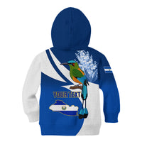 Personalised El Salvador Independence Day Kid Hoodie Motmot With Flor De Izote - Wonder Print Shop