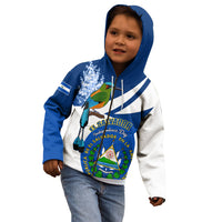 Personalised El Salvador Independence Day Kid Hoodie Motmot With Flor De Izote - Wonder Print Shop