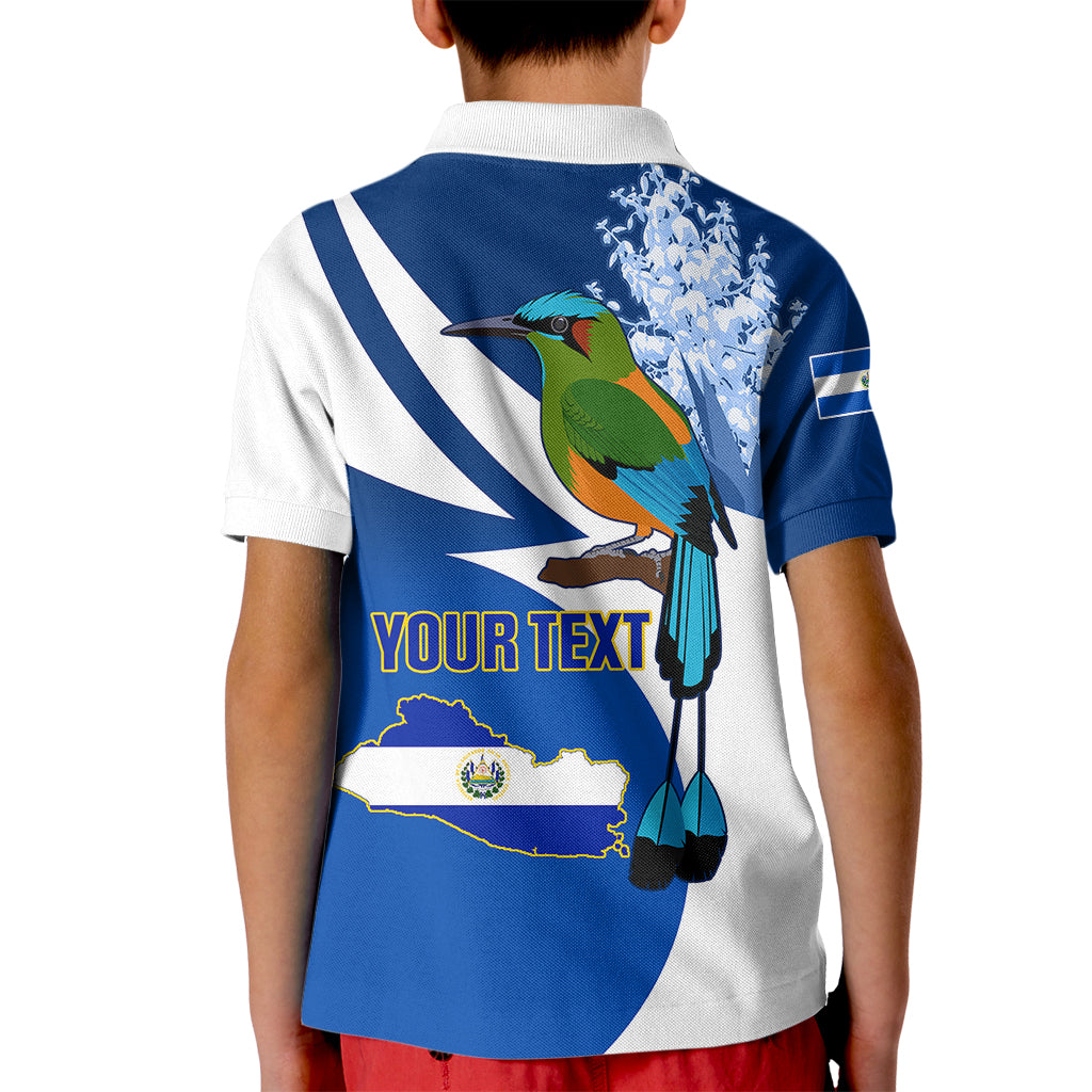 Personalised El Salvador Independence Day Kid Polo Shirt Motmot With Flor De Izote - Wonder Print Shop