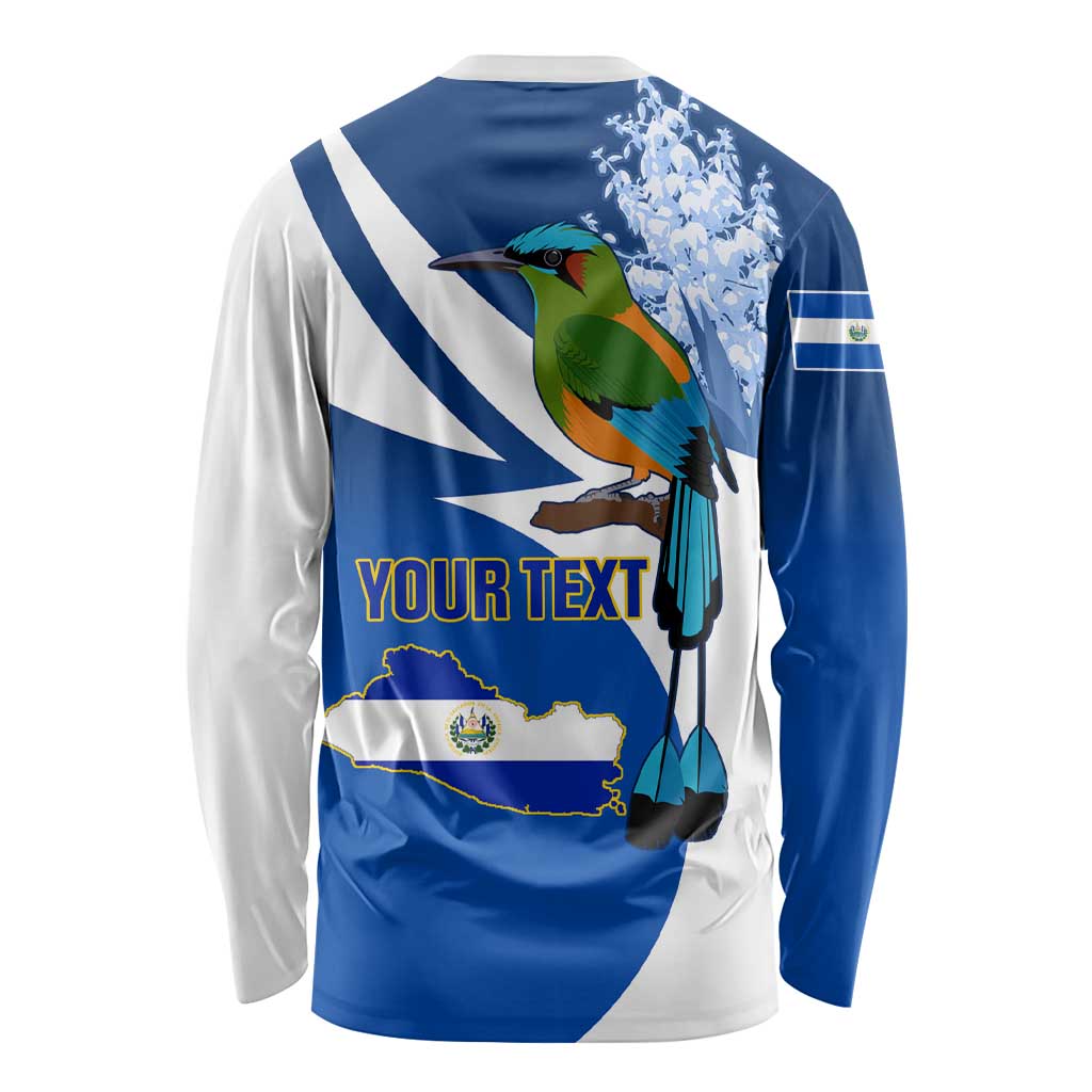 Personalised El Salvador Independence Day Long Sleeve Shirt Motmot With Flor De Izote LT01