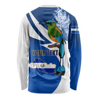 Personalised El Salvador Independence Day Long Sleeve Shirt Motmot With Flor De Izote LT01