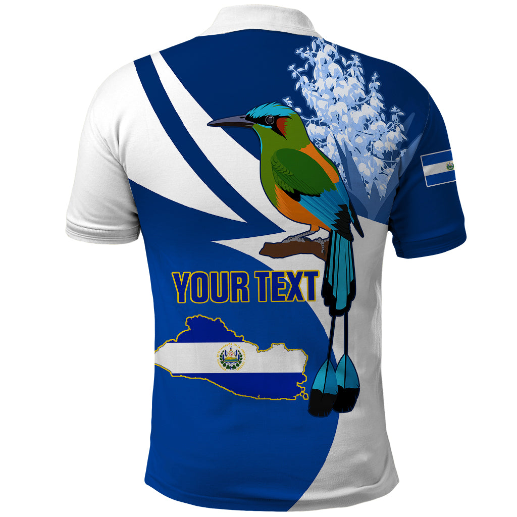 Personalised El Salvador Independence Day Polo Shirt Motmot With Flor De Izote - Wonder Print Shop