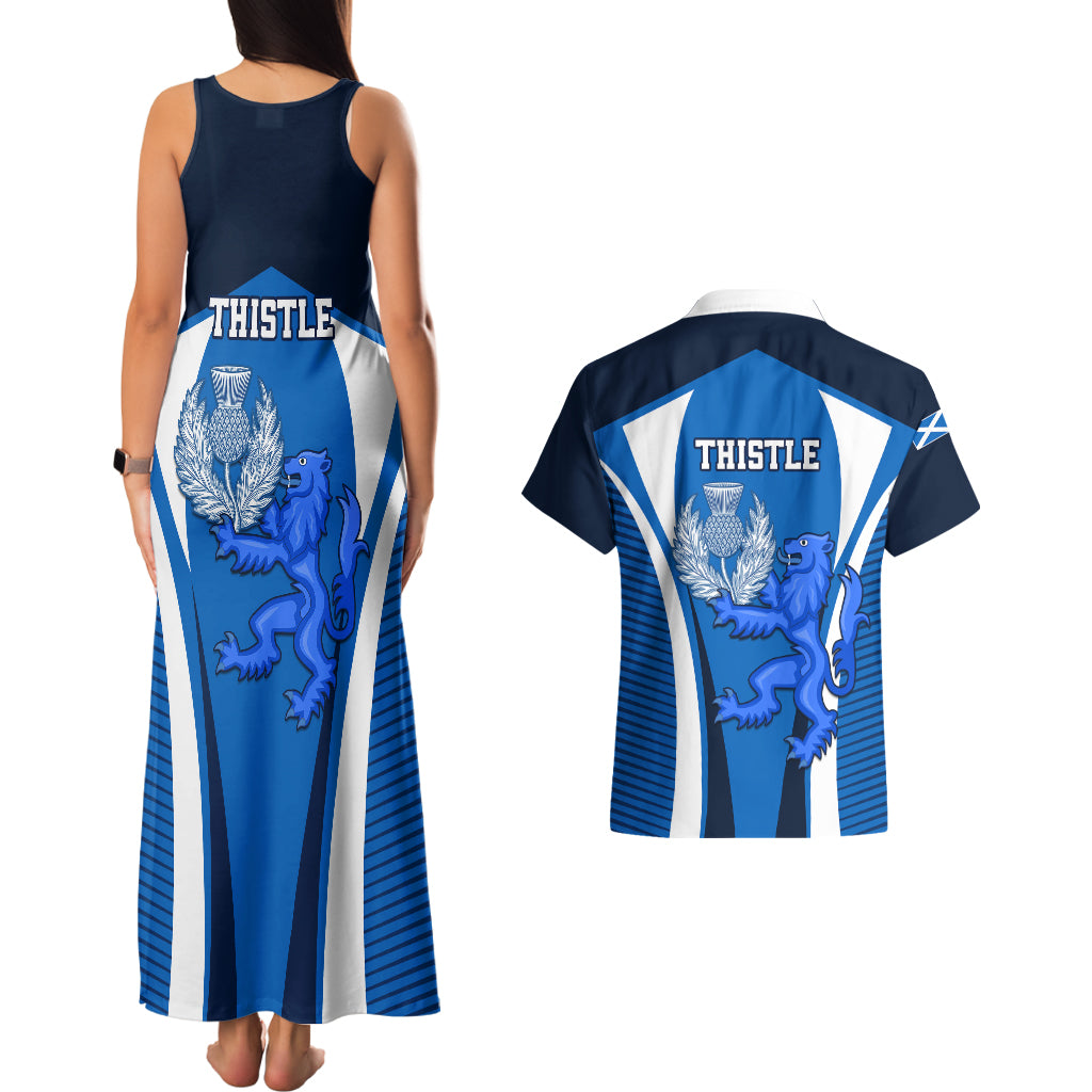 Scotland Rugby Couples Matching Tank Maxi Dress and Hawaiian Shirt Thistle With Scottish Lion - Wonder Print Shop