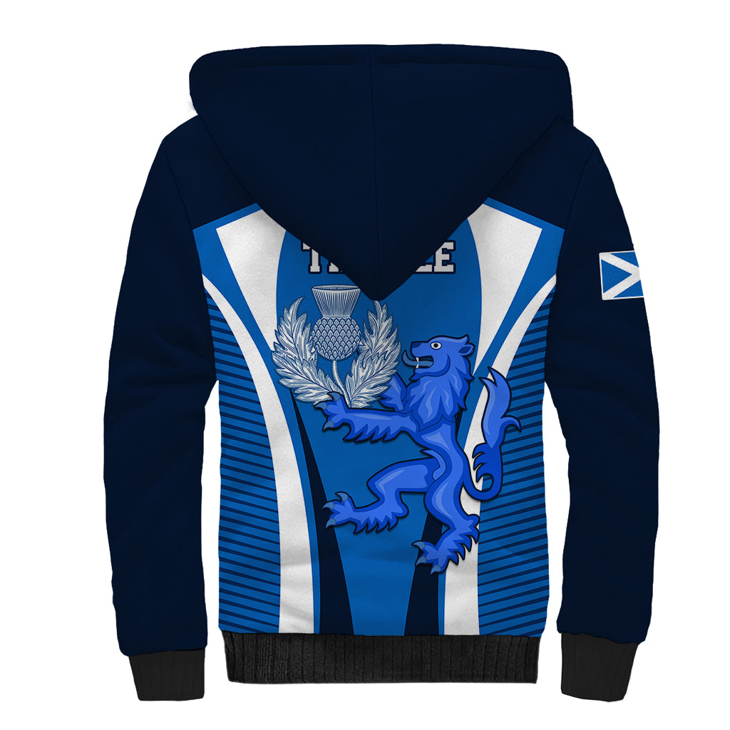 Scotland Rugby Sherpa Hoodie Thistle With Scottish Lion - Wonder Print Shop