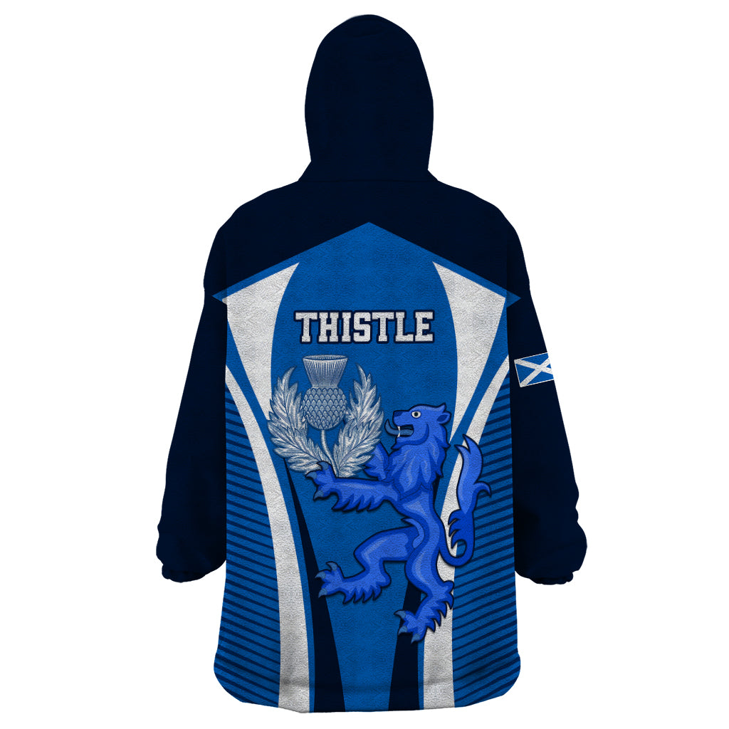 Scotland Rugby Wearable Blanket Hoodie Thistle With Scottish Lion - Wonder Print Shop