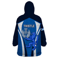 Scotland Rugby Wearable Blanket Hoodie Thistle With Scottish Lion - Wonder Print Shop