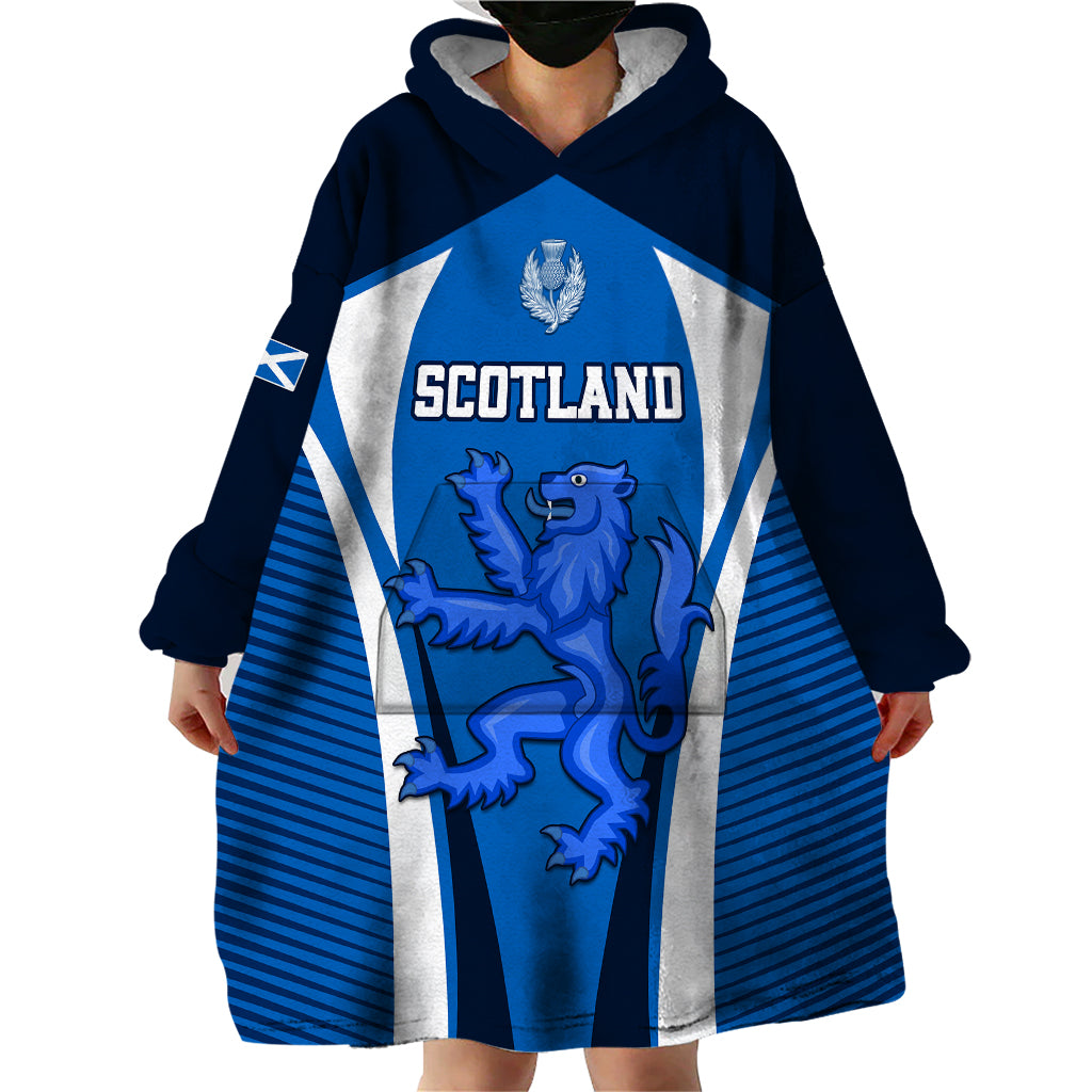 Scotland Rugby Wearable Blanket Hoodie Thistle With Scottish Lion - Wonder Print Shop