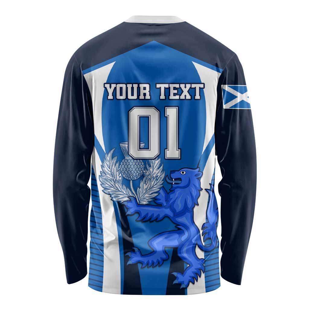 Custom Scotland Rugby Long Sleeve Shirt Thistle With Scottish Lion LT01