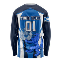 Custom Scotland Rugby Long Sleeve Shirt Thistle With Scottish Lion LT01