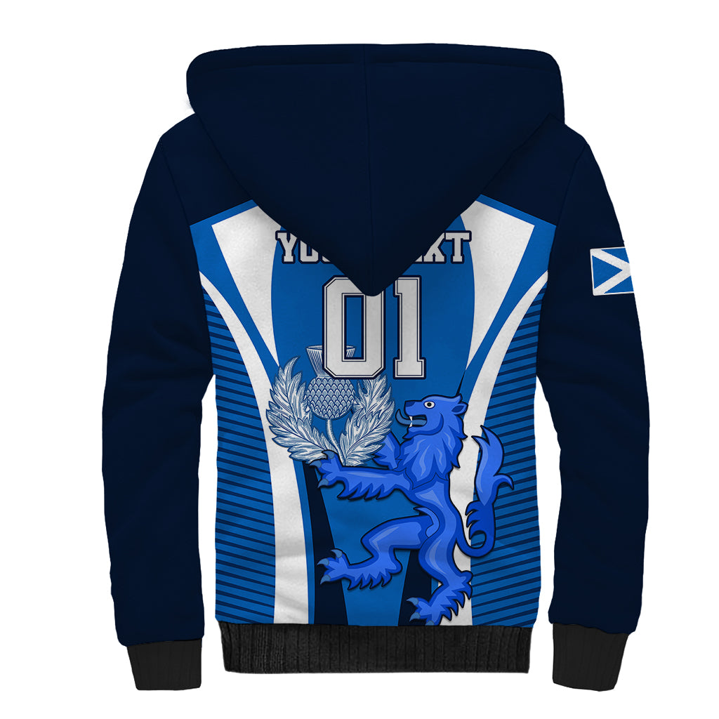 Custom Scotland Rugby Sherpa Hoodie Thistle With Scottish Lion - Wonder Print Shop