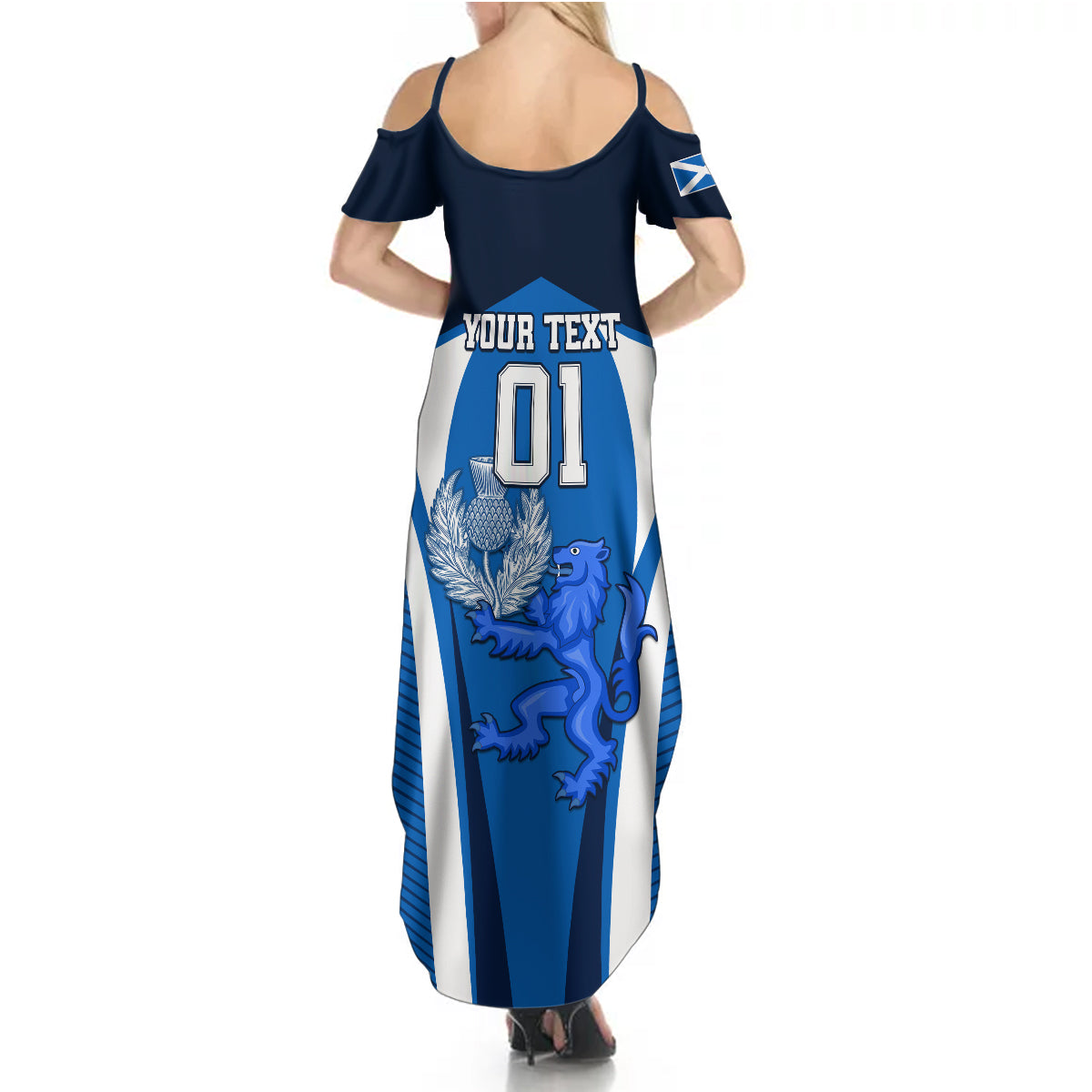 Custom Scotland Rugby Summer Maxi Dress Thistle With Scottish Lion - Wonder Print Shop