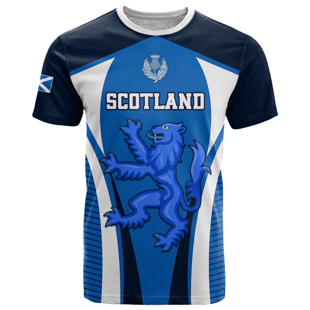 Custom Scotland Rugby T Shirt Thistle With Scottish Lion - Wonder Print Shop