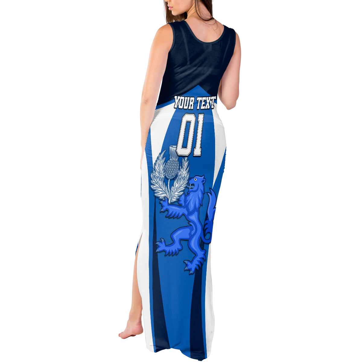 Custom Scotland Rugby Tank Maxi Dress Thistle With Scottish Lion - Wonder Print Shop