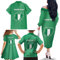 Personalized Nigeria Family Matching Off The Shoulder Long Sleeve Dress and Hawaiian Shirt Jamhuriyar Tarayyar Najeriya - Wonder Print Shop