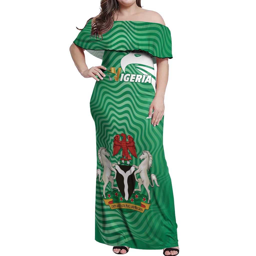 Personalized Nigeria Off Shoulder Maxi Dress Jamhuriyar Tarayyar Najeriya - Wonder Print Shop